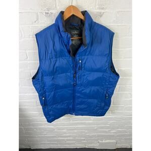 L.L. Bean Men's 80% Goose Down Puffer Full Zip Vest Sleeveless Blue Size Large